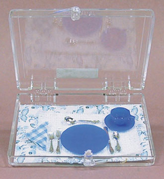 Dollhouse Miniature Place Setting, Cobalt Blue, 8/Pc